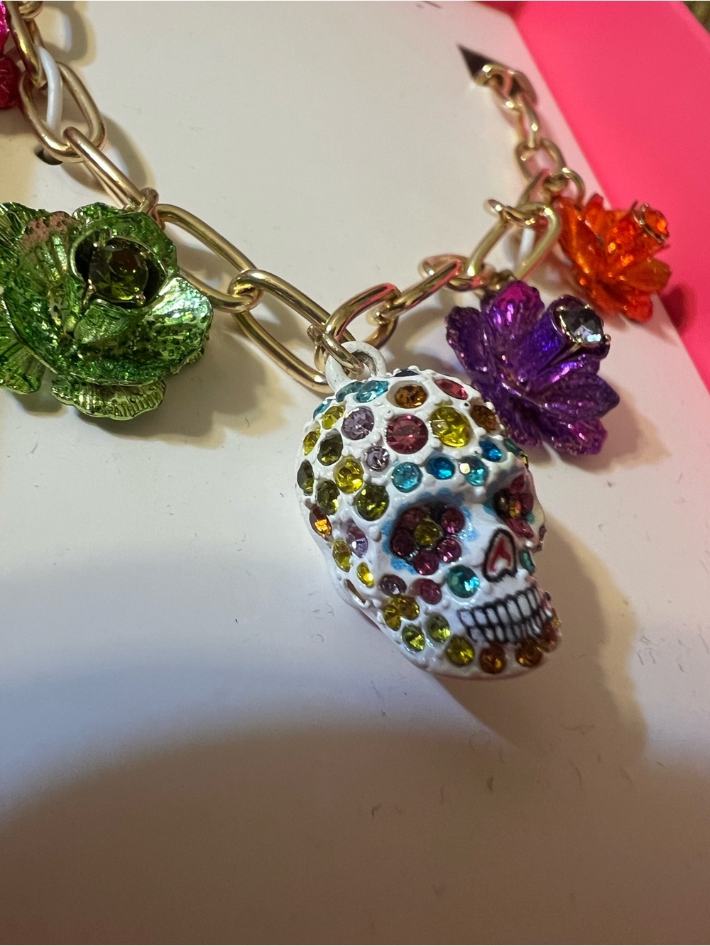 Betsey Johnson Skull Station Necklace